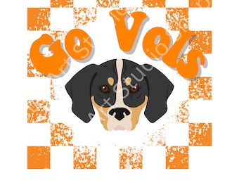 Tennessee Vols PNG TN Volunteers checkerboard digital download, tn vols smokey mascot png sublimation file