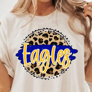 Eagles PNG leopard print sports mascot sublimation design school spirit digital graphic