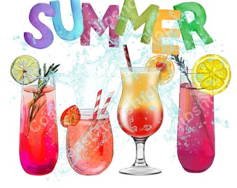 Summer Cocktails PNG drinks sublimation design mocktails graphic summer beach png