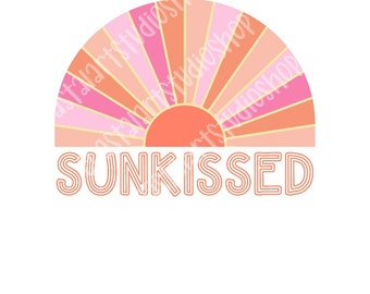 Sunkissed Summer PNG SVG sublimazione design cocco ragazza Vibrazioni da spiaggia, vibrazioni estive, grafica sole retrò pastello per magliette, bicchieri, adesivi