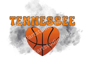 Tennessee Vols Basketball PNG SVG digital download sublimation design tn volunteers heart basketball graphic college sports