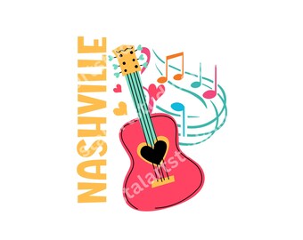 Nashville PNG Music City sublimation design for shirts tumblers stickers etc nashville vacation graphic guitar country music png