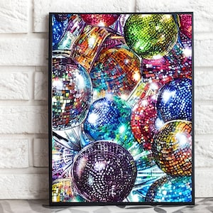 Disco Ball Printable Wall Art Maximalist Decor teen girl room decor, dorm room wall art, y2k room decor, indie wall art