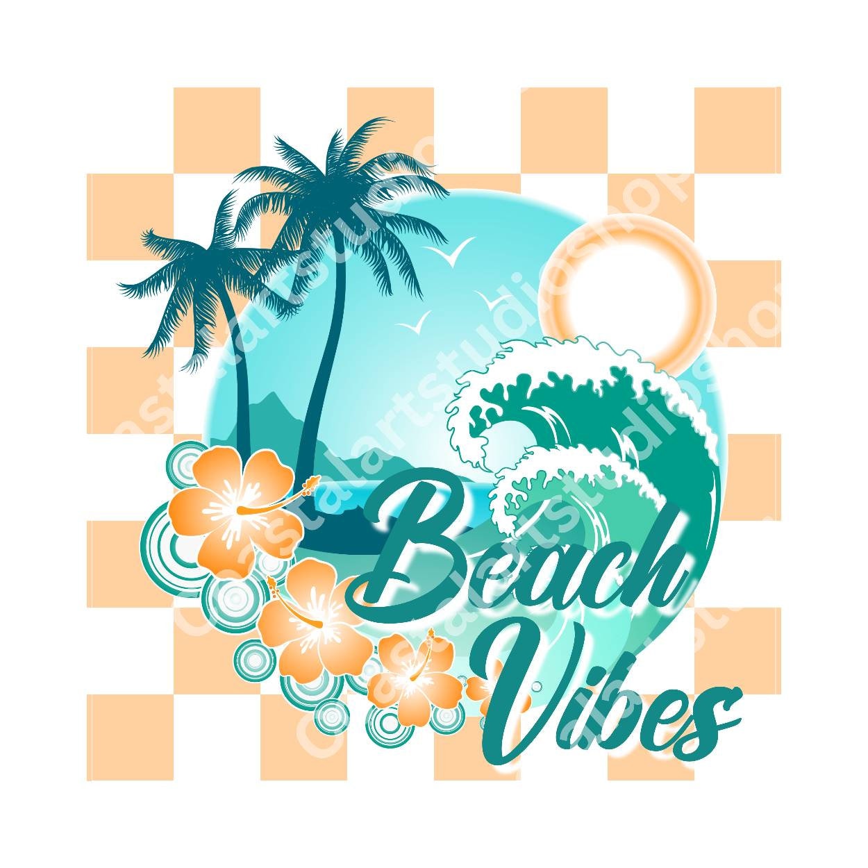 Beach Vibes PNG SVG Retro Vintage Summer Sublimation Design for Tshirts ...