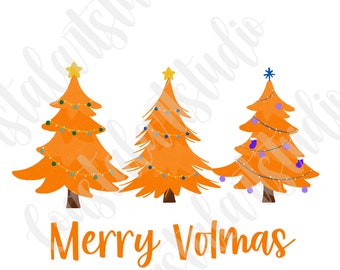 Merry Volmas PNG tn vols sublimation design tn volunteers Christmas graphic orange Christmas trees clipart