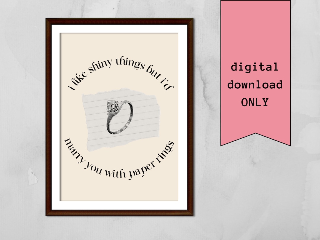 Taylor Swift Id Marry You With Paper Rings Music Poster DIGITAL