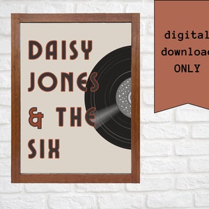 Daisy Jones & The Six Music Poster DIGITAL DOWNLOAD Art Taylor Jenkins Reid Aurora Bookish 1970s vibes starry record vinyl album