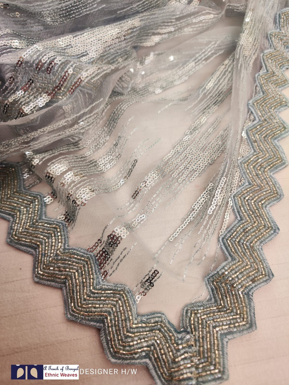 Beautiful Sequence Saree With Cutwork Cut Dana Handwork Border - Etsy