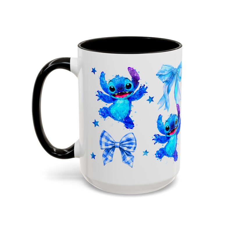 Tazas con personajes y lazos de Stitch / Taza con diseño de acuarela imagen 4