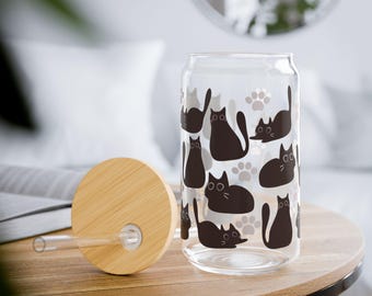 Vaso con diseño de gato negro / 473 ml