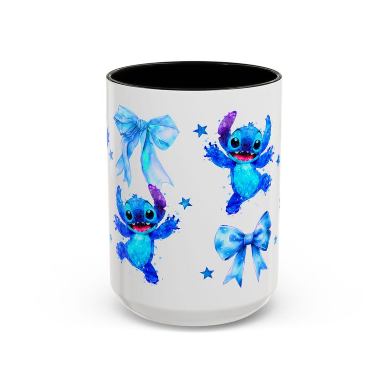 Tazas con personajes y lazos de Stitch / Taza con diseño de acuarela imagen 1