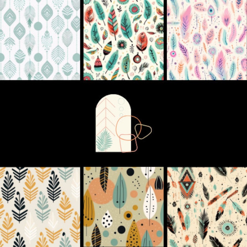 Printable Boho Digital Patterns, Printable Scrapbook Papers, Boho Print ...