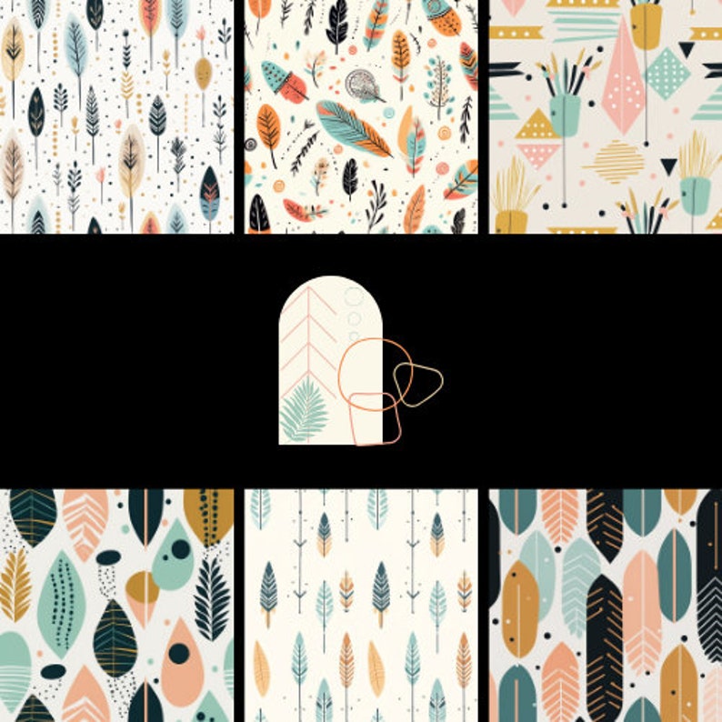 Printable Boho Digital Patterns, Printable Scrapbook Papers, Boho Print ...