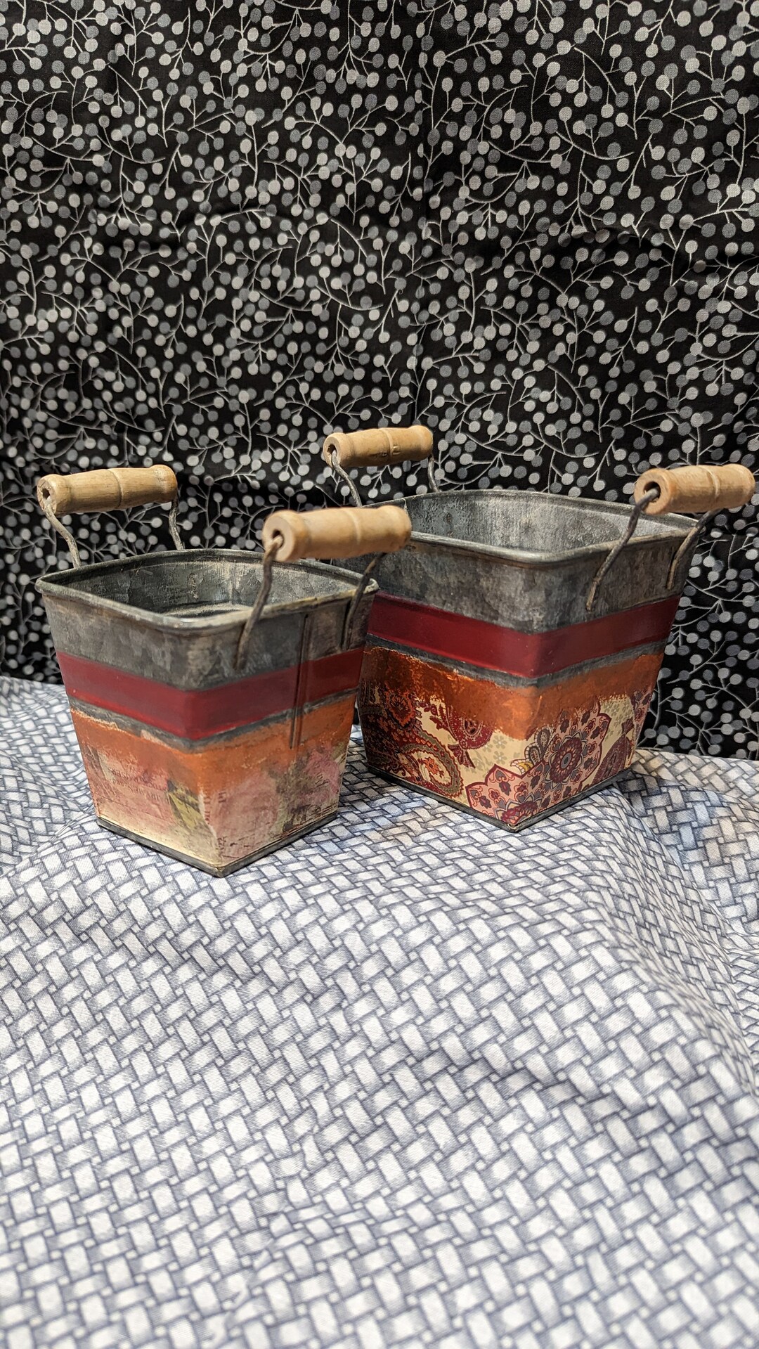 Square Metal Bucket Duo Nesting Bins Gift for Her Fall Etsy
