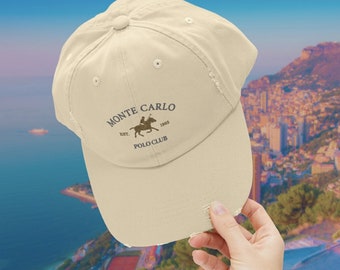Monte Carlo Polo Club Vintage Cap, Cute Hat, Monaco, Retro Style, Trendy Design, Travel, Vintage, Thrifted Look, Unisex Distressed Cap