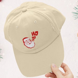 Retro Santa Cap, Christmas Hat, Low Profile Cap, Dad Cap, Vintage Cap, Christmas Cap, Santa Hat, Holiday Gift, Cute, Unisex Distressed Cap