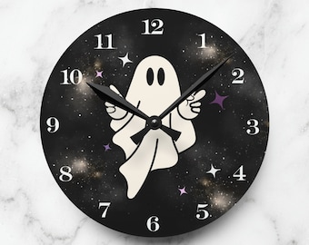 Spooky Ghost Halloween Wall Clock, Unique, Round, Square, Rectangle, Halloween Decorations, Home Decor, Bedroom Clock, Acrylic Wall Clock