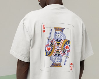 King Of Hearts Playing Card Couples Shirt Oversized Short-Sleeve T-Shirt