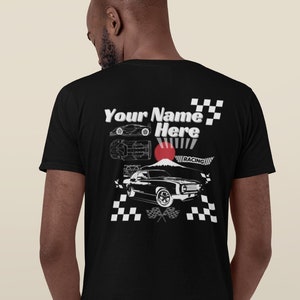 Custom Car Shop Tshirt, Body Shop, Garage Shop, Personalized Car Shirt, Customize Front and Back Short Sleeve T-Shirt