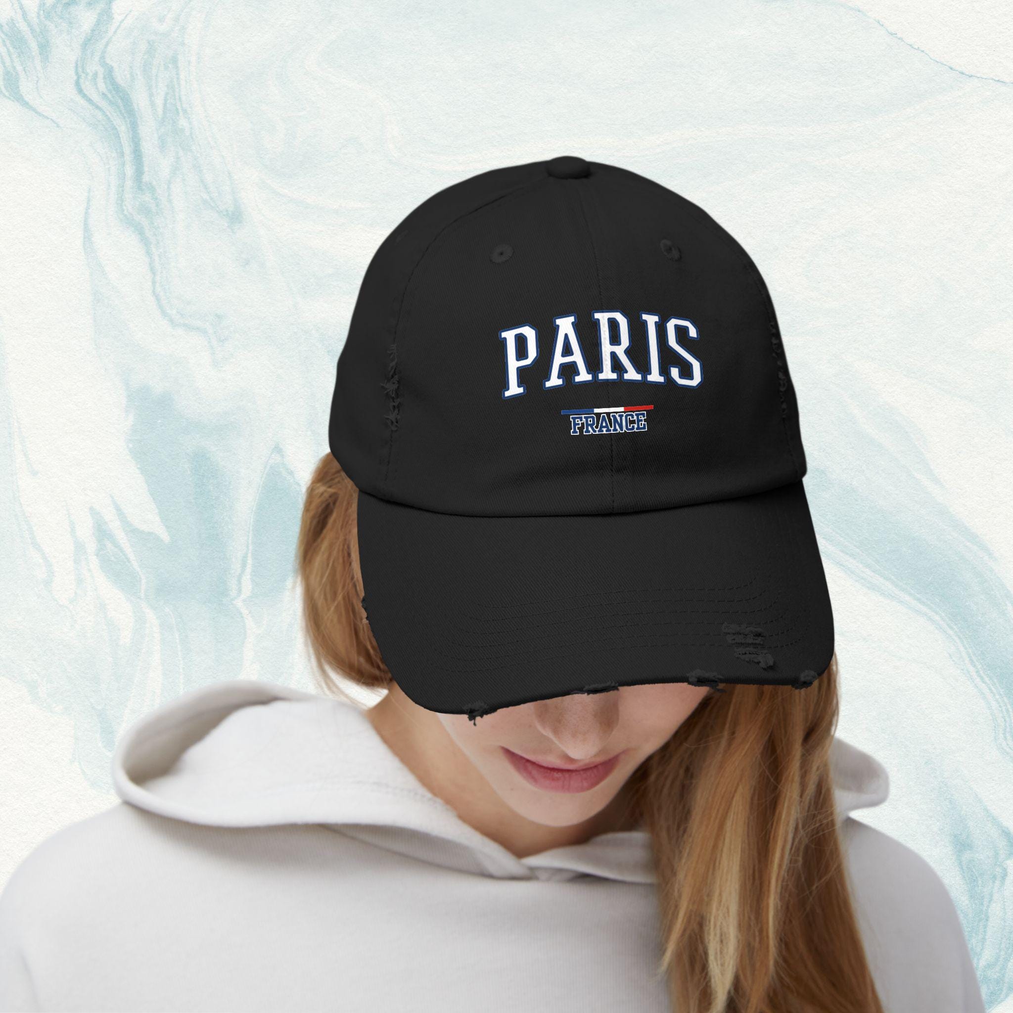 Paris France Distressed Cap, Dad Cap, Paris Souvenir, Retro Cap, Low Profile Cap, 90s Style, Vintage Cap, Stylish, Unisex Distressed Cap