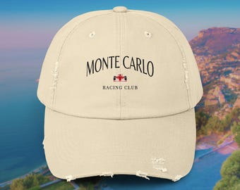 Monte Carlo Racing Club Cap, Monaco Cap, Monaco Souvenir, Dad Cap, Low Profile Cap, Adjustable Cap, 90s Style, Cute, Unisex Distressed Cap