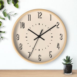Minimalist Beige Wall Clock, Art Deco, Modern, Vintage, Aesthetic, Simplistic, Unique, Office Clock, Wooden, Elegant, Plexiglass Wall Clock