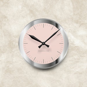 Cute Aesthetic Pink Wall Clock, Simplistic, Minimalist, Home Decor, Bedroom Decor, Gift For Her, Modern Clock, Round, Acrylic Wall Clock
