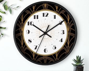 Art Deco 1920s Inspired Wall Clock, Aesthetic, Unique, Stylish, Modern, Round, Vintage Decor, Home Decor, Retro Decor, Plexiglass Wall Clock