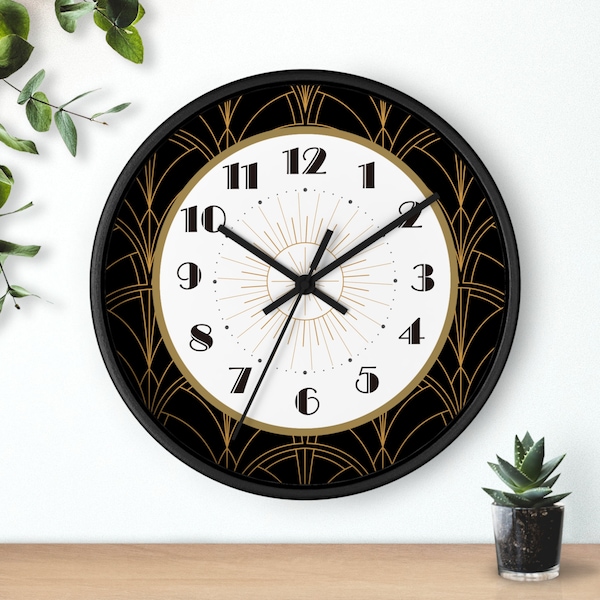 Art Deco 1920s Inspired Wall Clock, Aesthetic, Unique, Stylish, Modern, Round, Vintage Decor, Home Decor, Retro Decor, Plexiglass Wall Clock