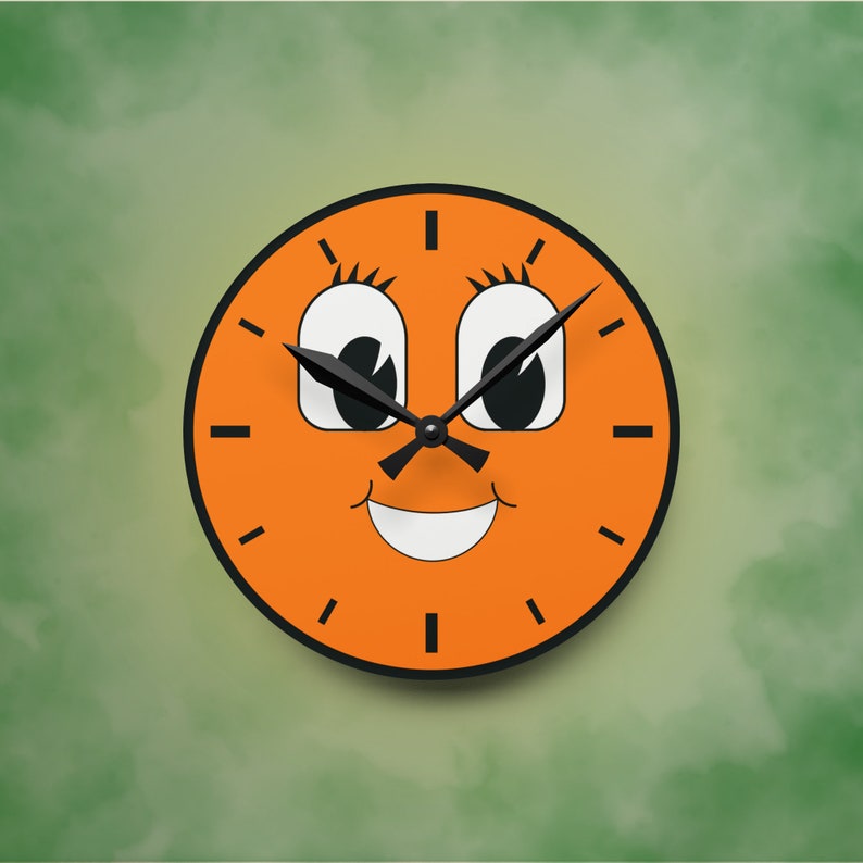 Time Traveling Orange Wall Clock Aesthetic Vintage Gift for Etsy