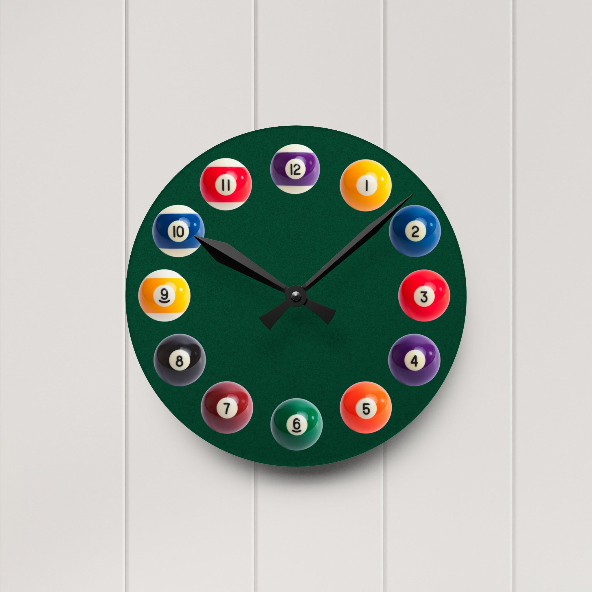 Pool Table Wall Clock, Billiards, Game Room Clock, Fun Clock, Unique