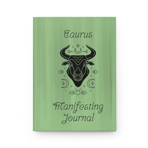 Taurus Manifesting Journal, Sage Green Matte Hardcover, Personalized Astrology Diary, 150 Lined Pages, Perforated, 5.75"x8"