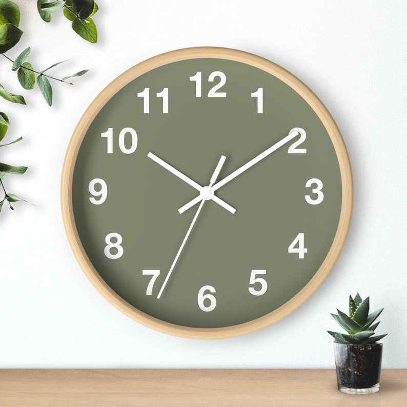 Sage Green Clock Aesthetic Wall Clock Simplistic Design Etsy Canada