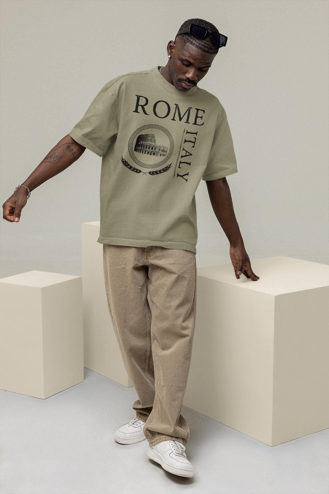 T-shirt ROMA ITALIA - Noir - Homme - Neuf Avec étiquettes