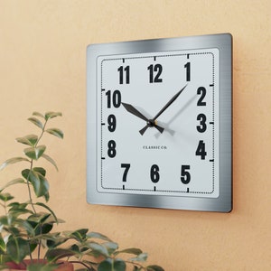 Chrome Square Clock with Marble Numbers, Vintage Style, Home Decor, Unique Clock, Stylish, Trendy, Modern, Retro Acrylic Wall Clock