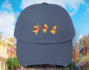 Vintage Style Winnie The Pooh Cap, Pooh Bear, Disney Cap, Disneyland Hat, Disney Merch, Aesthetic Cap, Vintage, Unisex, Cute, Distressed Cap