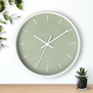 Elegant Sage Green Minimalist Wall Clock, Simplistic, Round, Multiple Colors, Modern Clock, Trendy Design, Stylish, Home Decor, Wall Clock