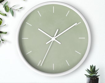 Elegant Sage Green Minimalist Wall Clock, Simplistic, Round, Multiple Colors, Modern Clock, Trendy Design, Stylish, Home Decor, Wall Clock