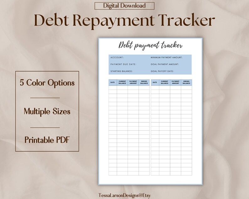 Debt Payment Tracker, Printable Debt Tracker, Debt Repayment, Debt ...