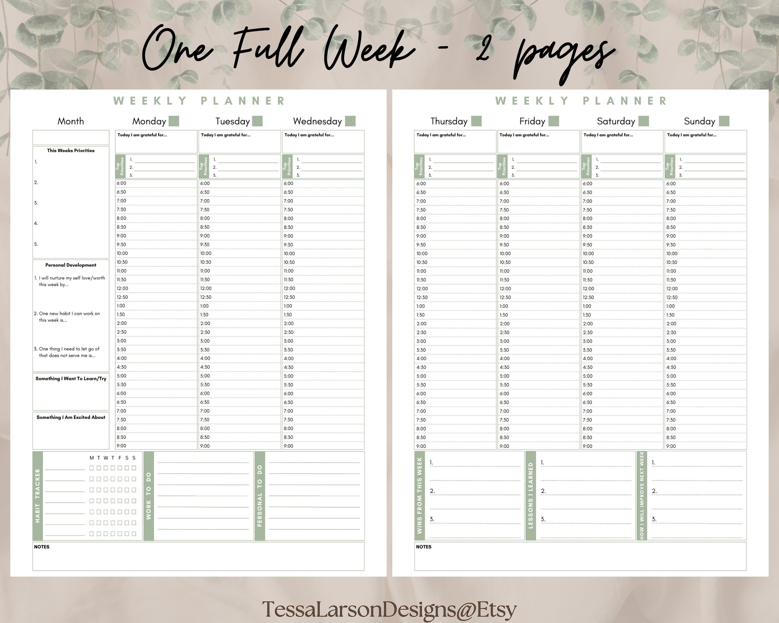 Weekly Planner Printable Hourly Planner ADHD Planner Productivity ...