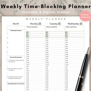 Weekly Planner Printable | Hourly Planner | ADHD Planner | Productivity Planner | Undated Planner | Habit Tracker | To Do List | V4