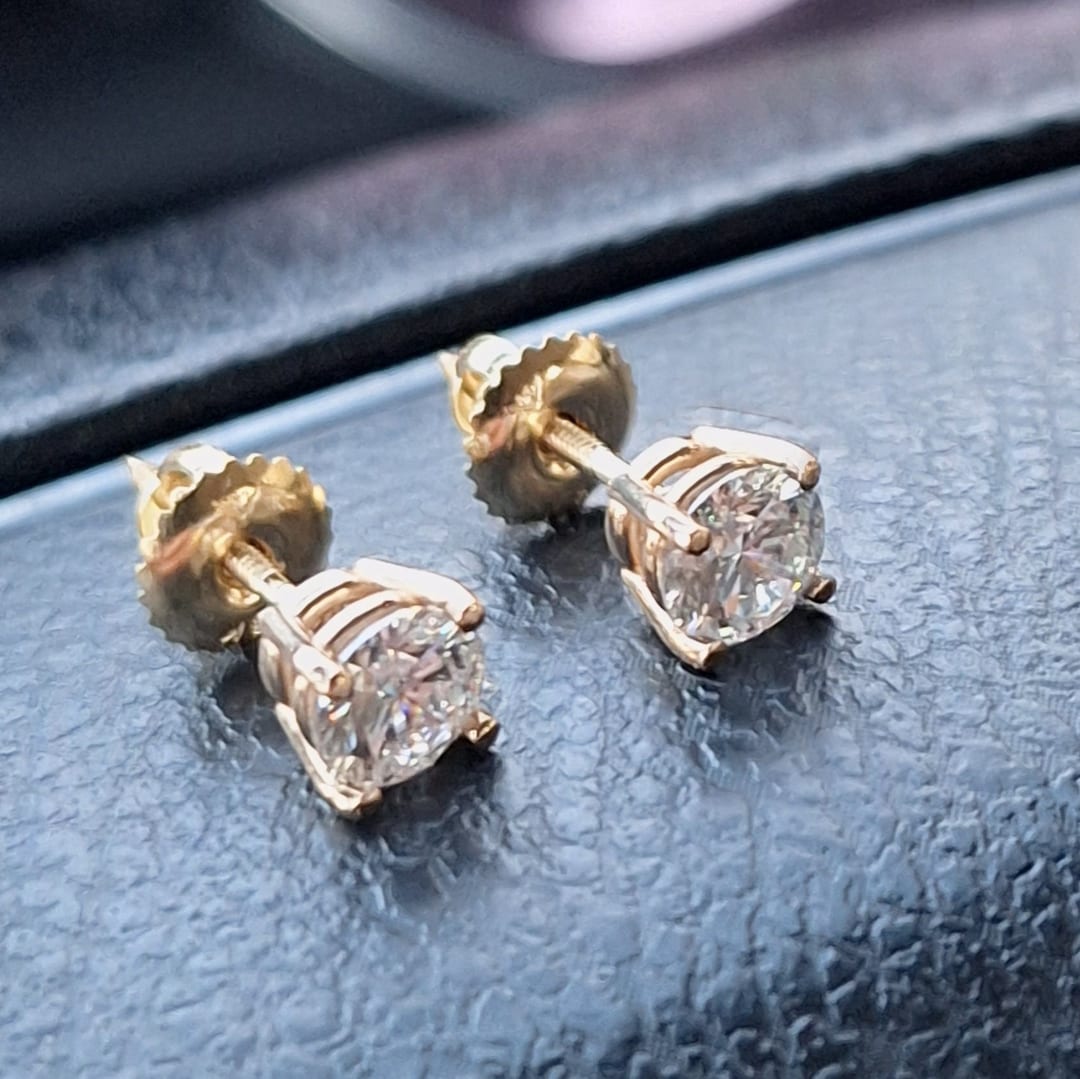Mens Diamond Earrings 2.24ct 18k Yellow Gold Diamonds Earrings Etsy