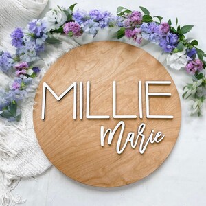 Nursery name sign, round name sign, above crib sign, 3d name sign, baby name sign, boy name sign, girl name sign, custom name sign