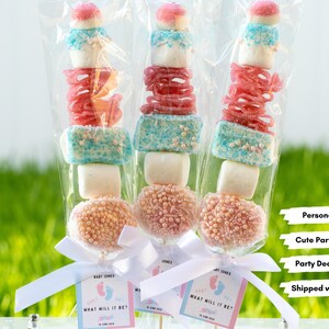 Candy Kabob Party Favor for Gender Reveal Sweets Decoration for Baby Gender Reveal Candy Idea Boy or Girl Party He or She What Will Baby Be