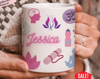 Personalized Gift for Yoga Lover Women Yoga Instructor Gift Coffee Mug Yogi Namaste Gift Yoga Ball Pose Custom Mug Meditation Gift for Her