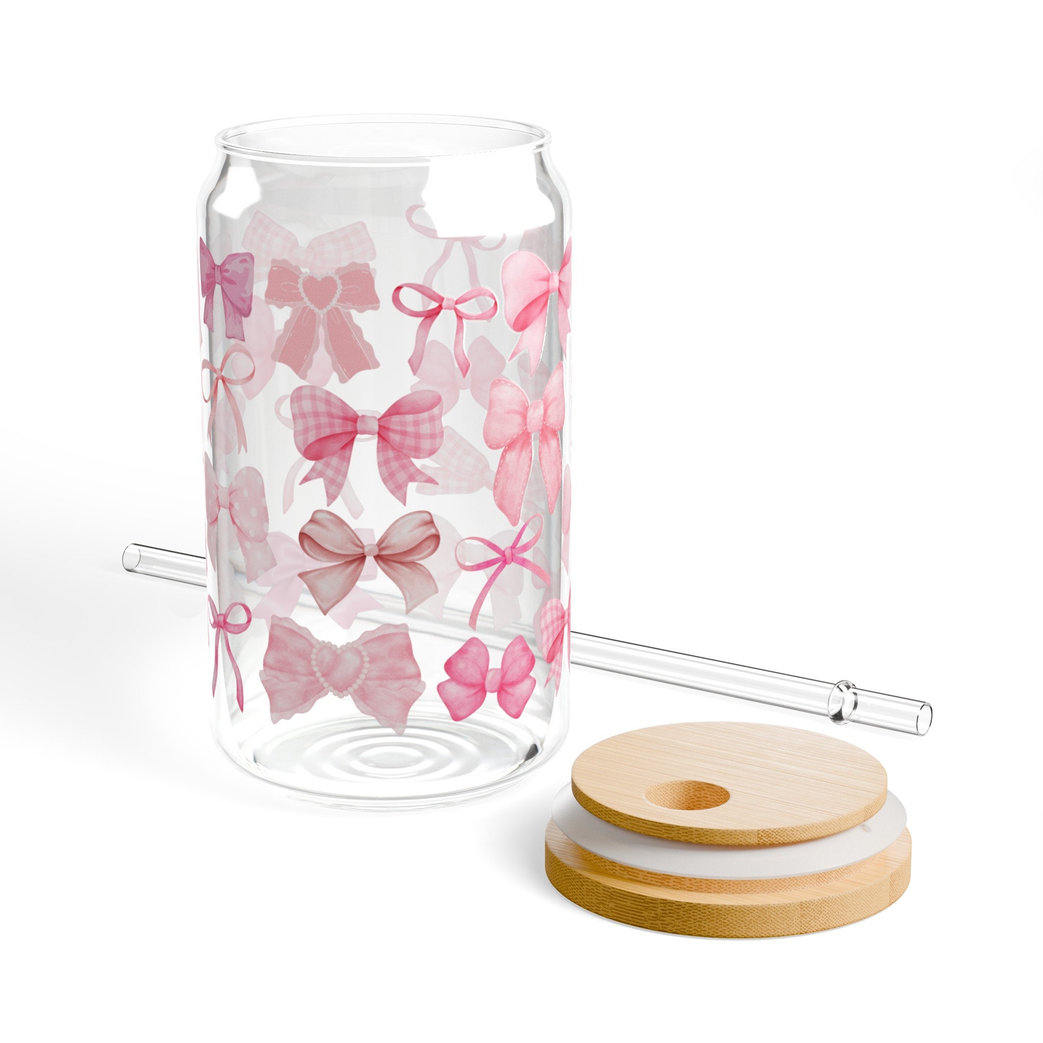 Coquette Glass Cup Pink Cute Bow Glass Cup Trendy Coquette Cup Gift for ...