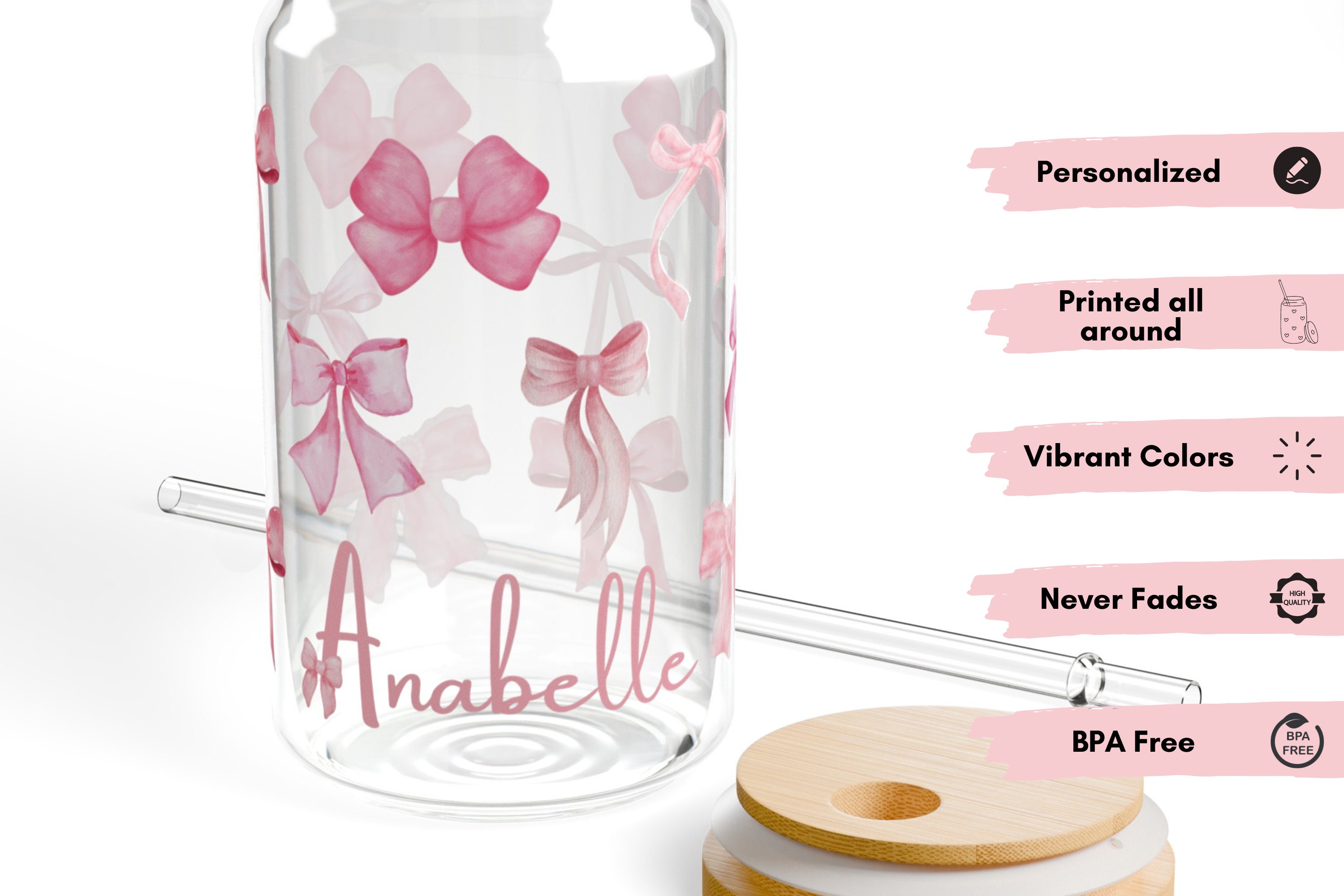 Coquette Glass Cup Pink Cute Bow Glass Cup Trendy Coquette Custom Gift ...