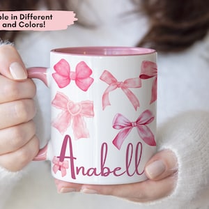 Personalized Coquette Pink Bow Mug