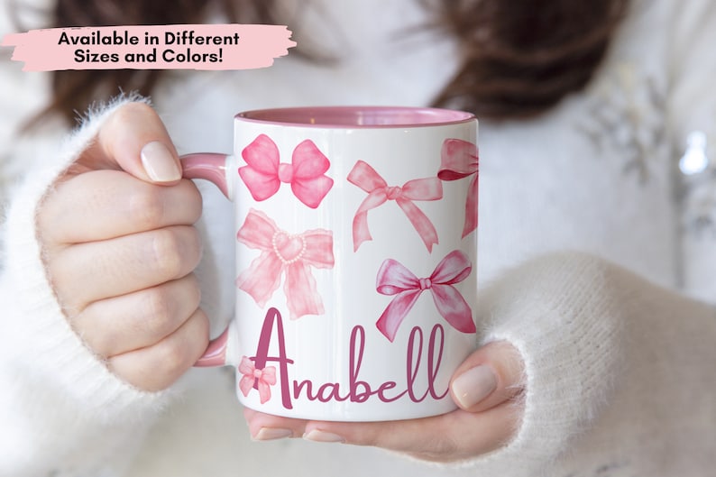 Personalized Coquette Pink Bow Mug