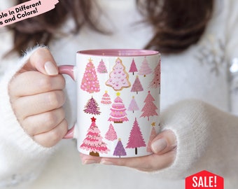 Pink Tree Mug Pinkmas mug Gift for Her Gift for Female Friend Pink Mug Christmas Cup Xmas Mug Secret Santa Gift Cute Female mug Pinkma Tree